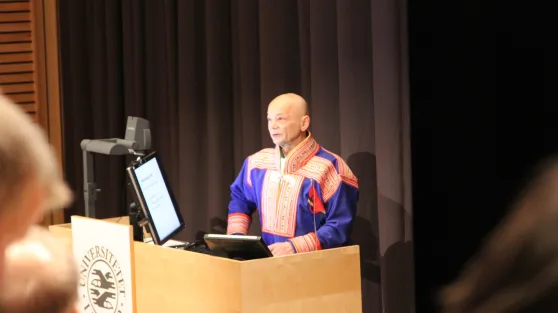 Bilde av Mikkel Nils M. Sara fra prøveforelesning 